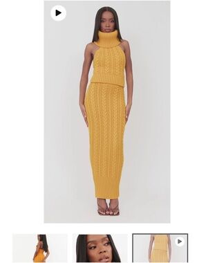 Cable-Knit Maxi Skirt in Mustard - Women